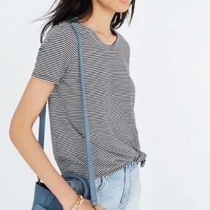 NWT Madewell Front Knotted Striped Tee